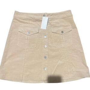 5/$25 Cato Cream Button-Front Mini Skirt